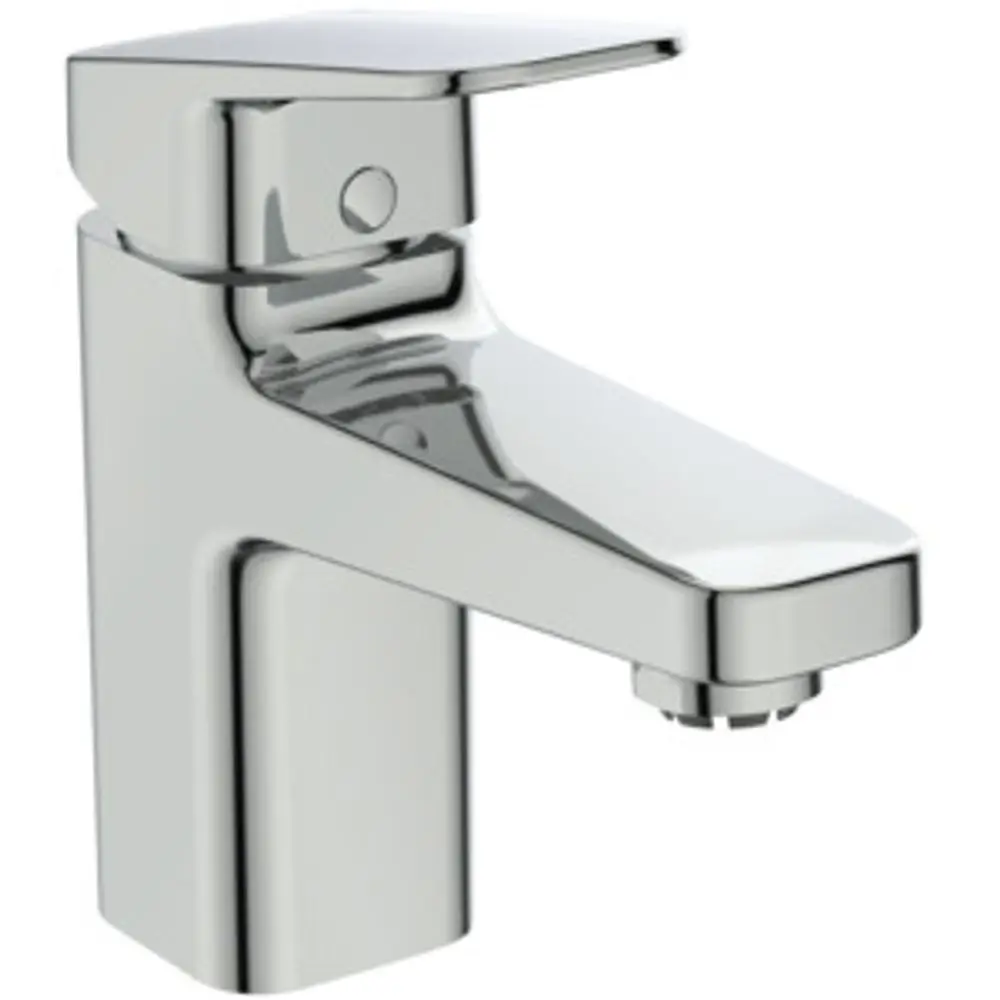 Chromene Waschtischarmatur von Ideal Standard mit einer schlichten, modernen Form und einem Hebel zum Regulieren des Wasserflusses.